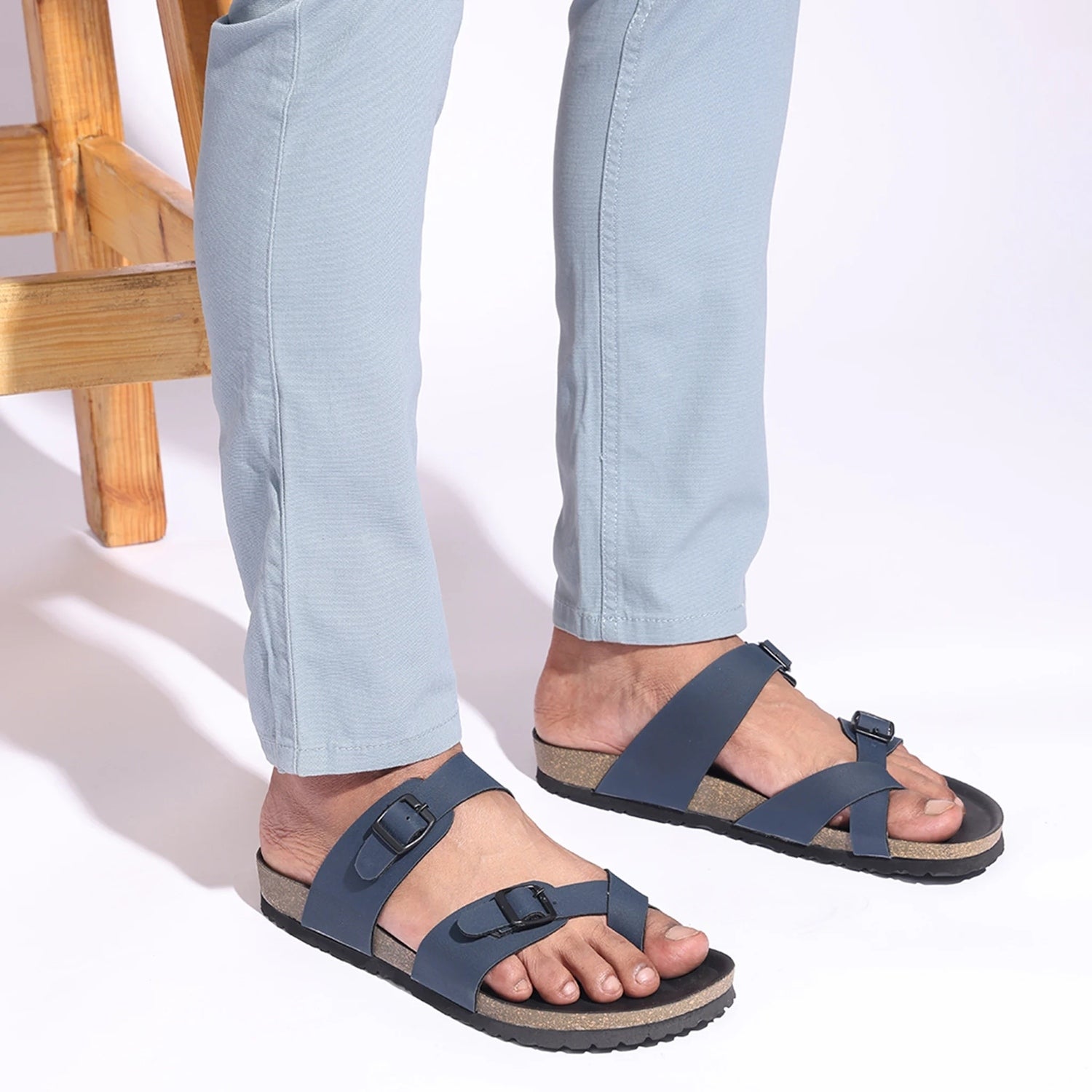 Ergonomic Blue Cork Base Sandals