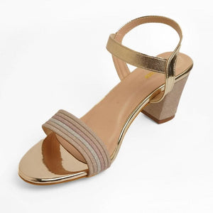 Gold Shimmer Block Heel Sandals