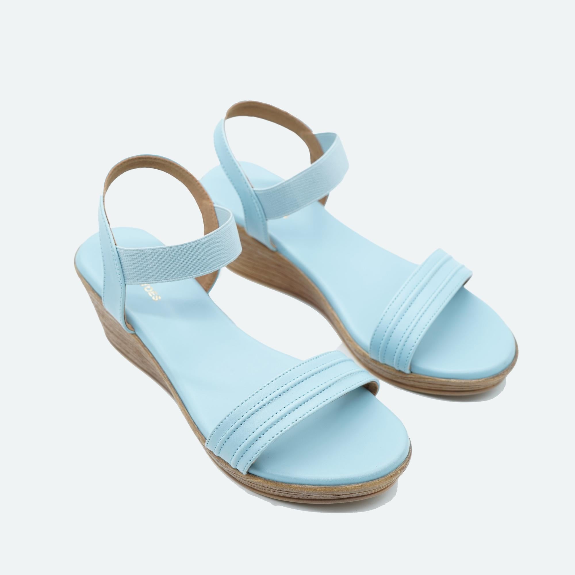 Breezy Light-Blue Casual Wedge Heels