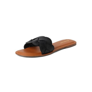 Jet Black Braided Casual Slippers