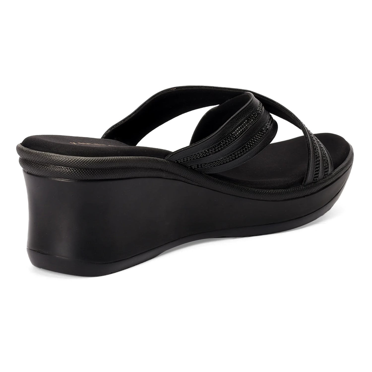 Embellished Black Versatile Wedge Heel Sandals