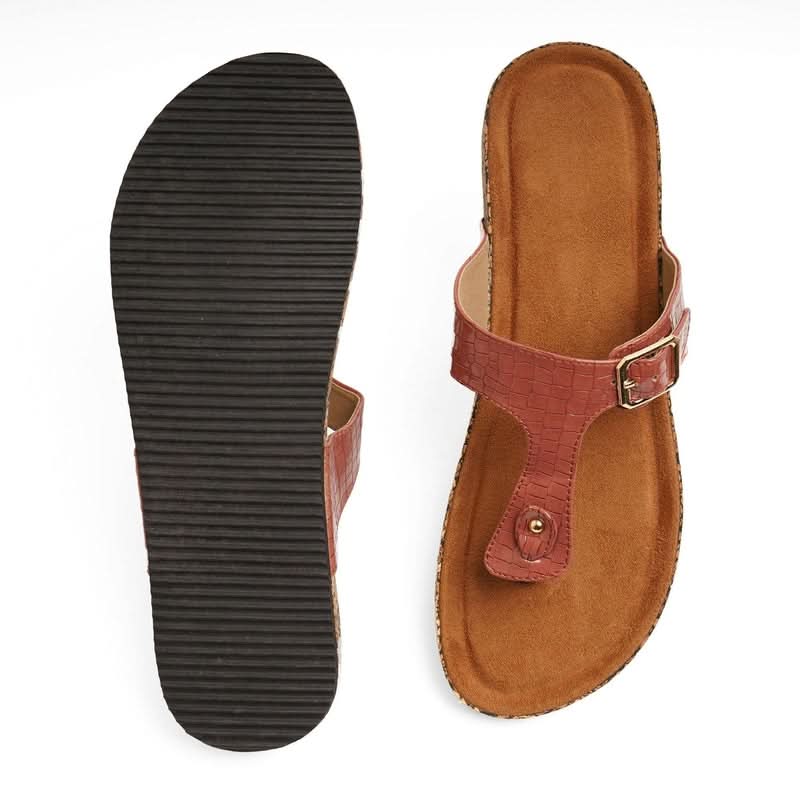 Classic Charm Brown Buckled Flats