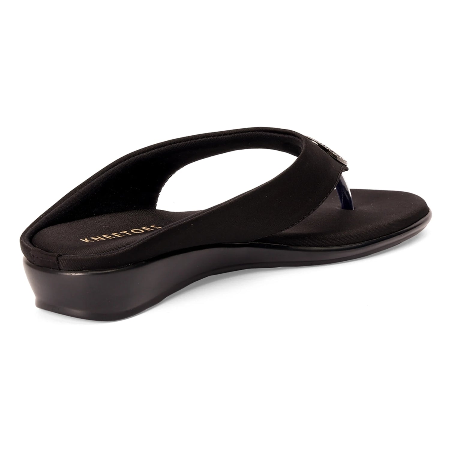 Versatile Black Wedge Heel Thong Sandals
