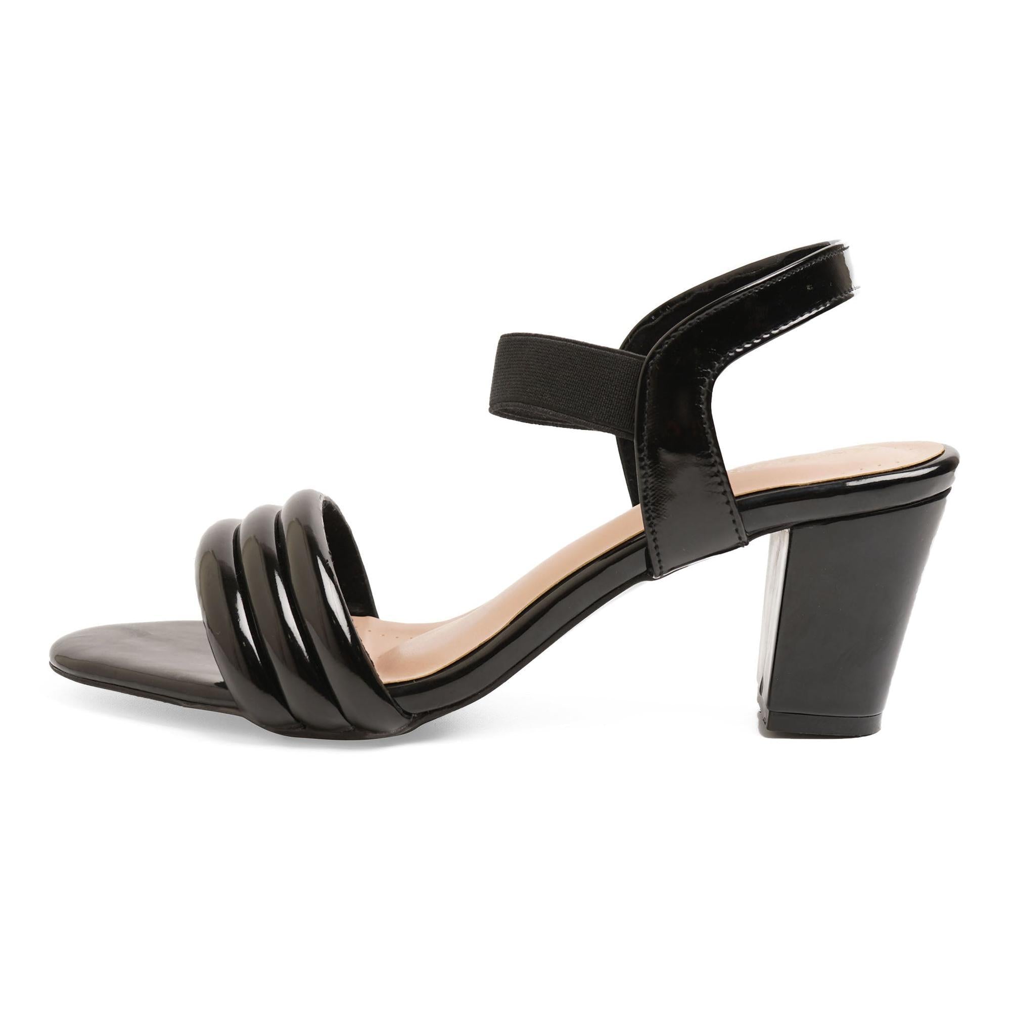 Soft Cushioned Black Ankle-Strap Heels