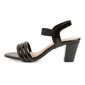 Soft Cushioned Black Ankle-Strap Heels