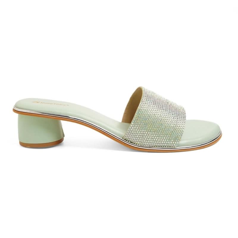 Mint Iridescent Cylindrical Heel Sandals