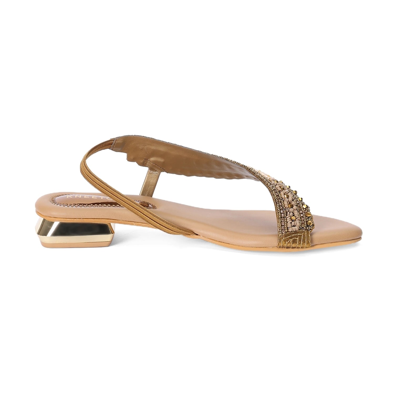 Embellished Bronze Stylish Open-Toe Sandals