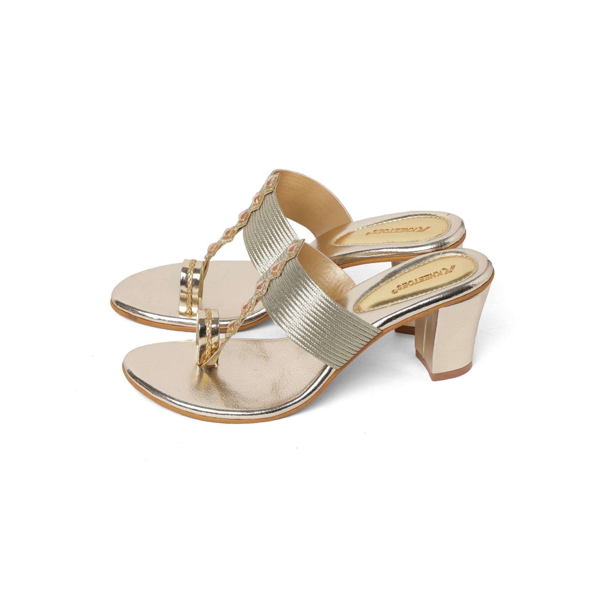 Luxe Shimmer Gold Block Sandals
