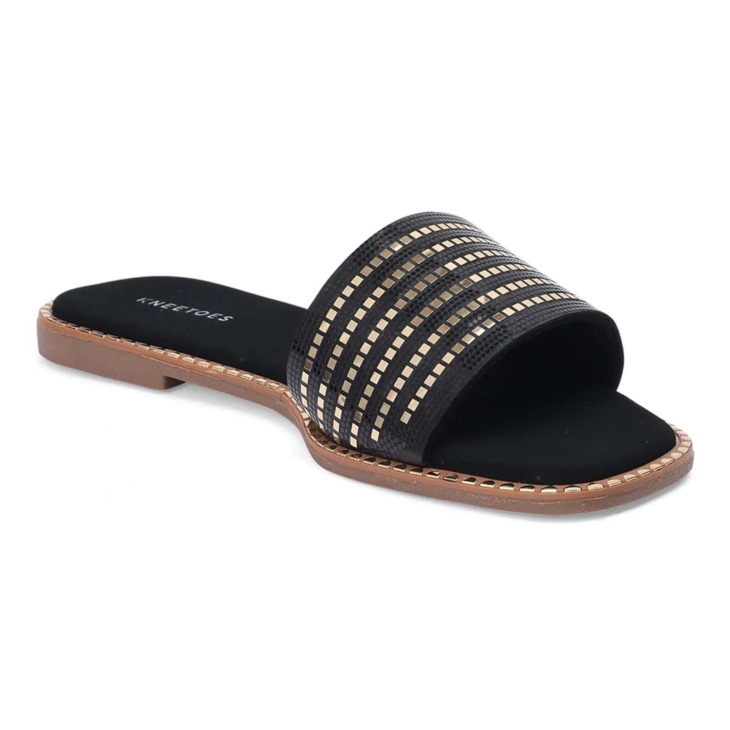 Gold Printed Black Flat Sliders
