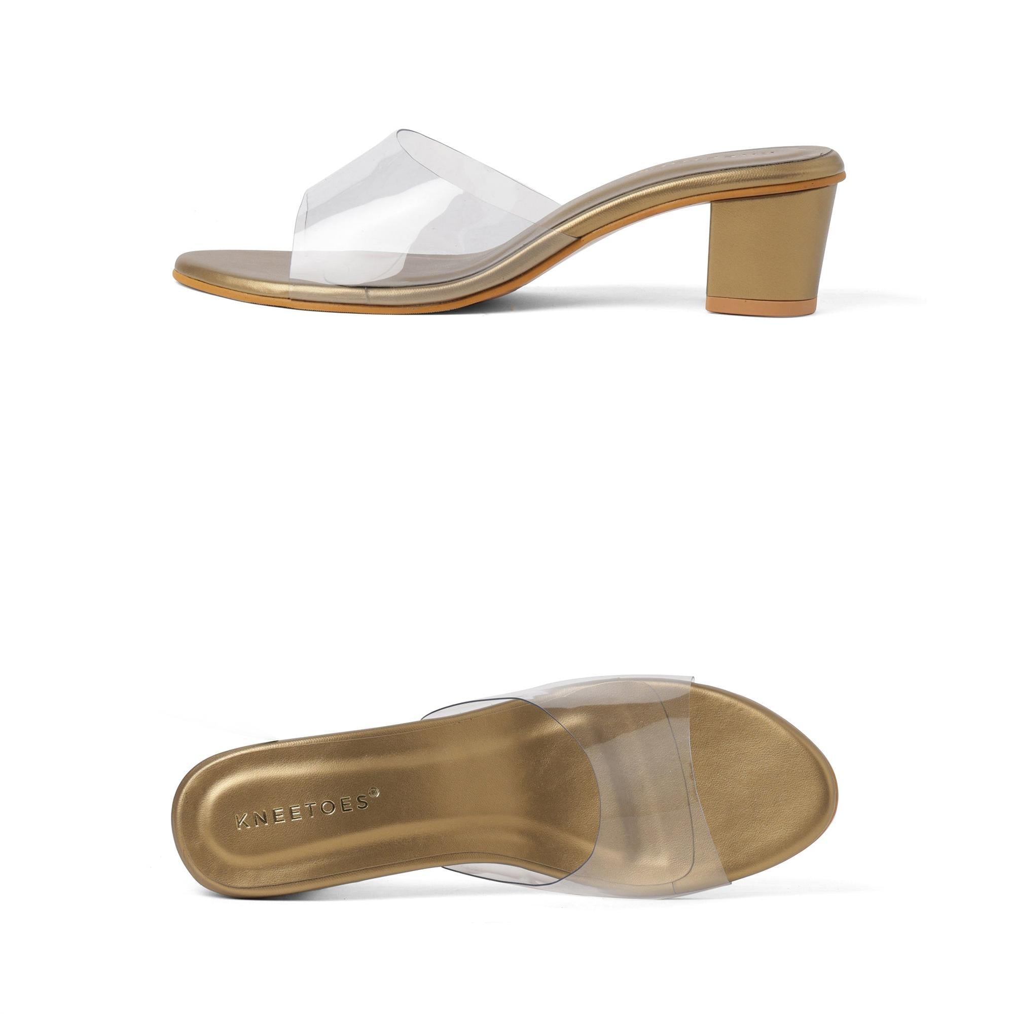 Gleam Glow Bronze Block Heel Sandals