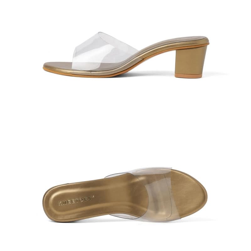 Gleam Glow Bronze Block Heel Sandals