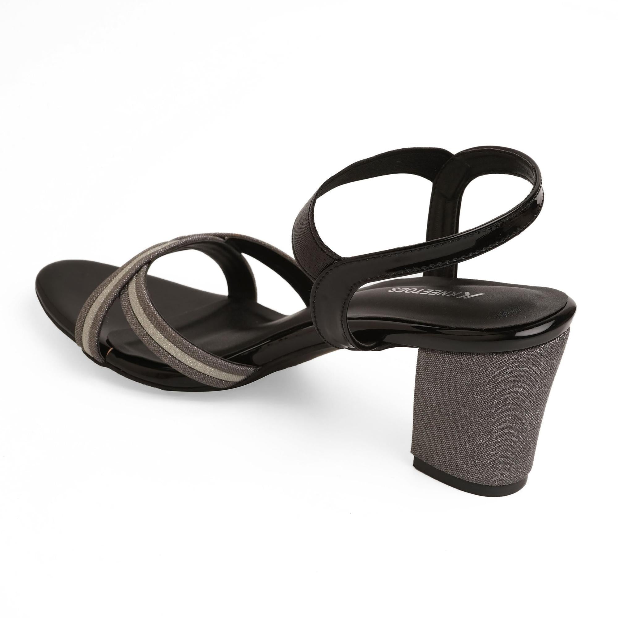 Shine Pop Black Criss-Cross Party Sandals