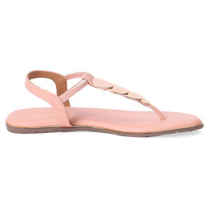 Blush Nude Metallic Disc Flat Sandals