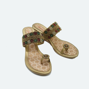 Bead Luxe Bronze Wedge Sandals