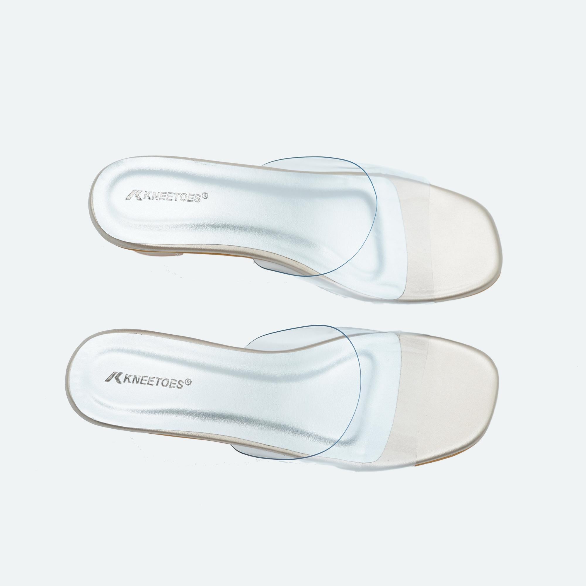 Gleam Glow Silver Block Heel Sandals