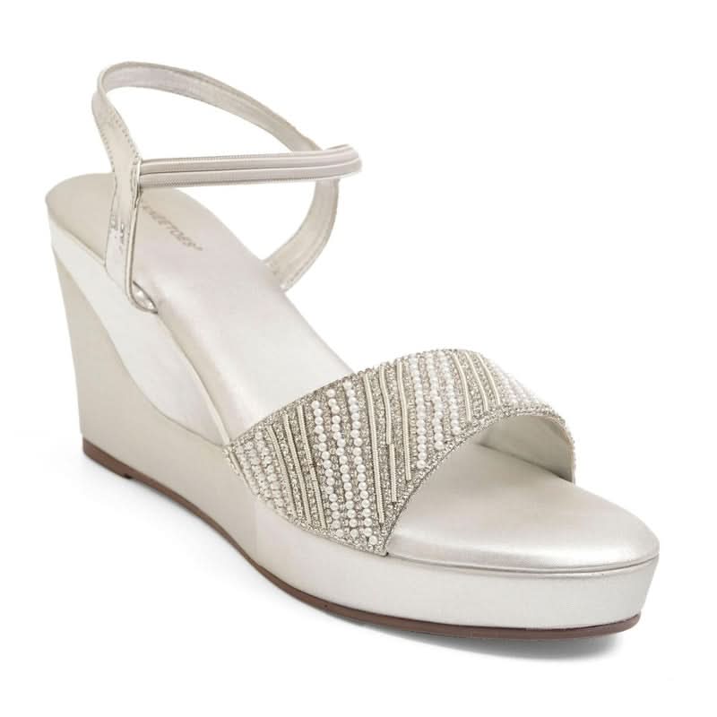 Bead Luxe Silver Wedge Sandals
