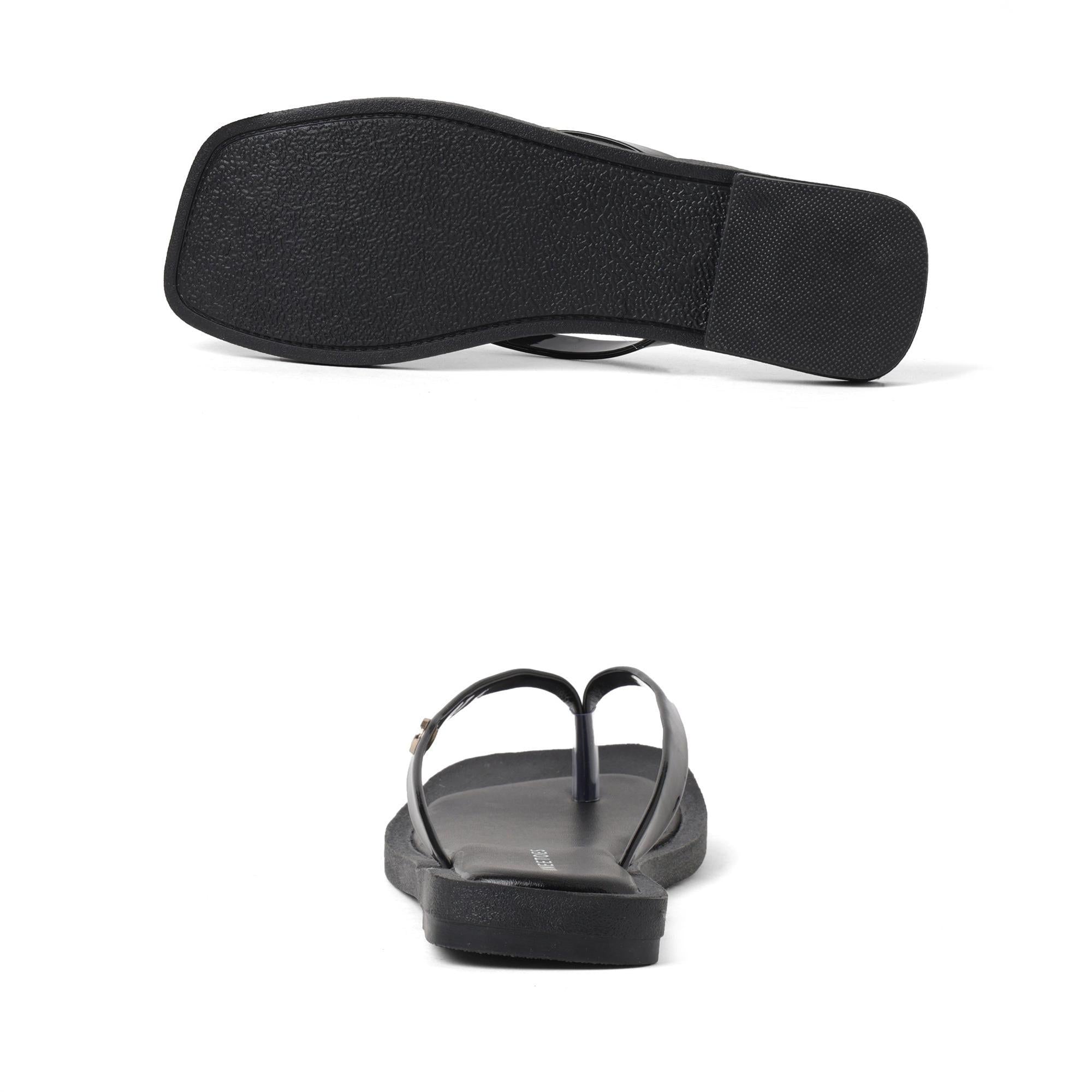 Classic Black Solid Flip-Flop Slippers