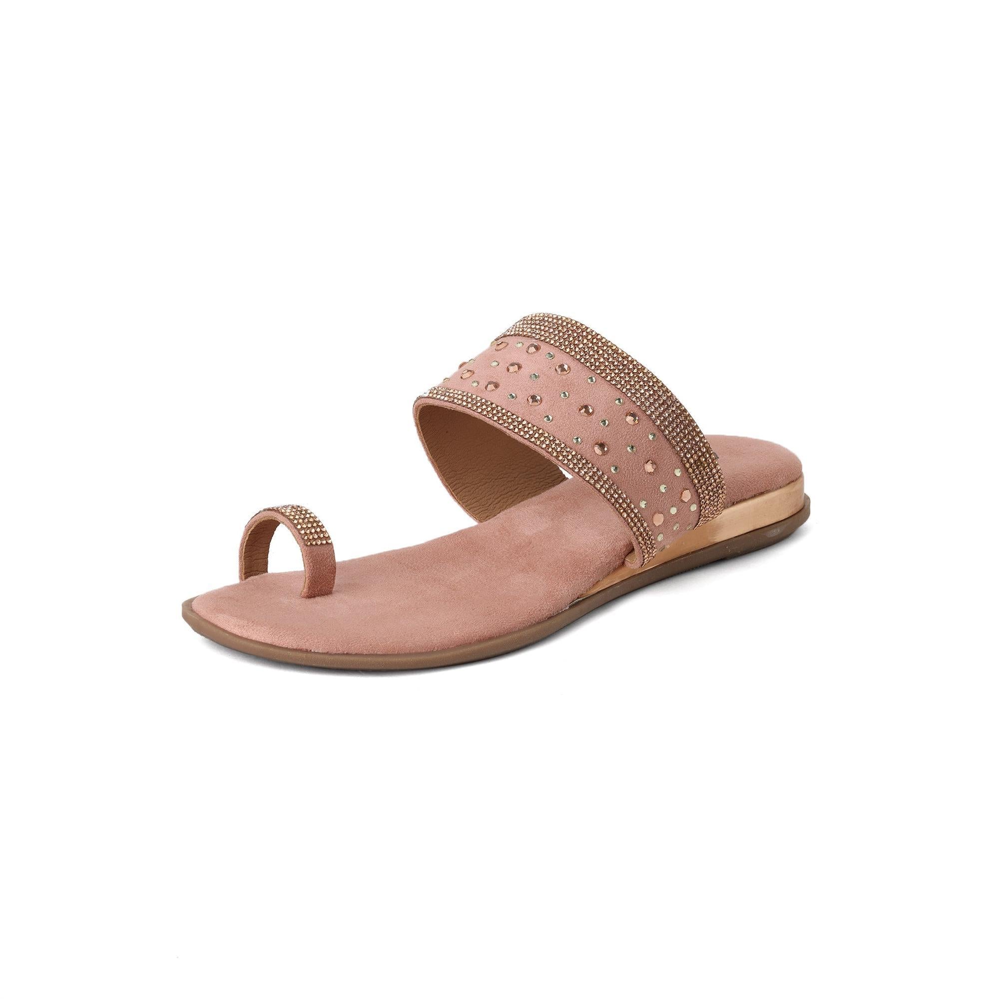 Pretty Pink Embellished One-Toe Sandals