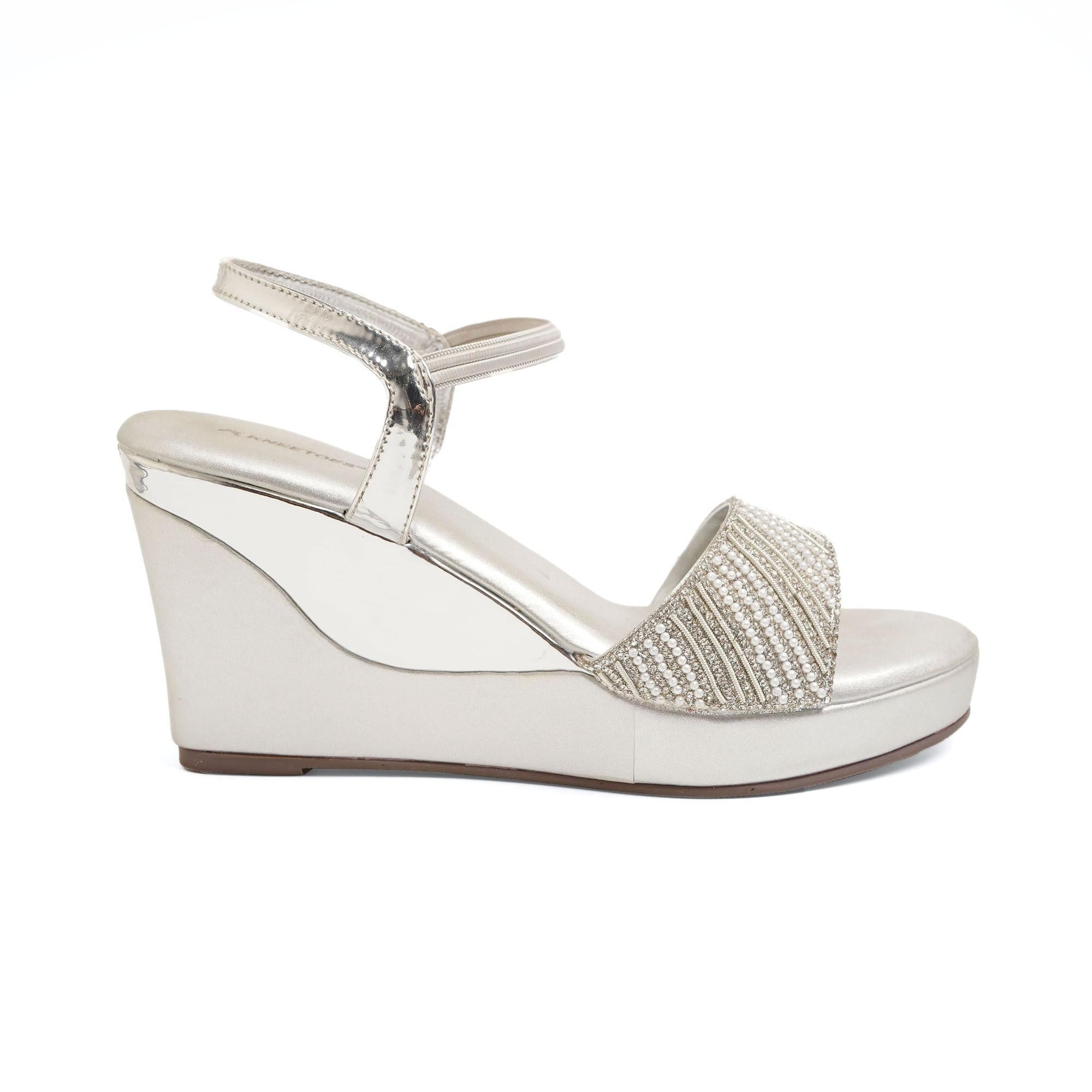 Bead Luxe Silver Wedge Sandals