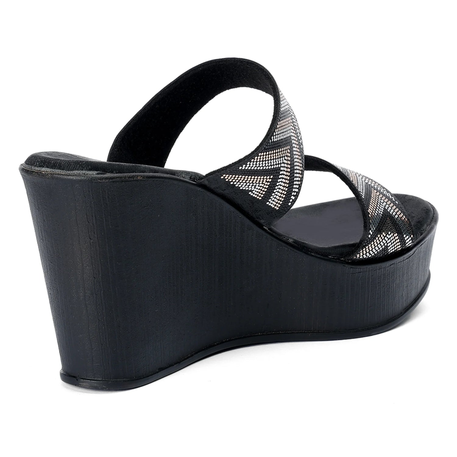 Stylish Black Wedge Heel Open-Toe Sandals