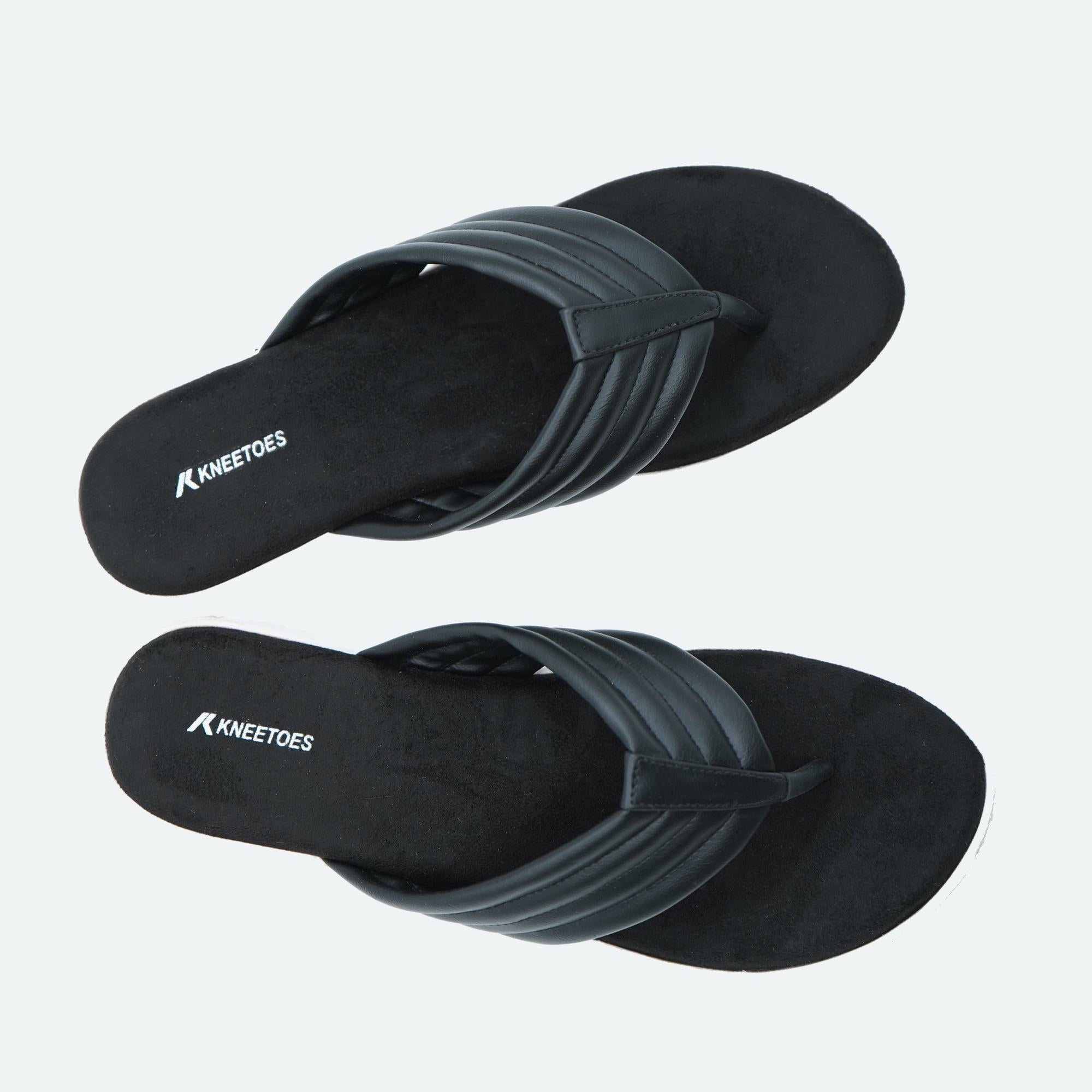 Black Quilted Thong Sandals
