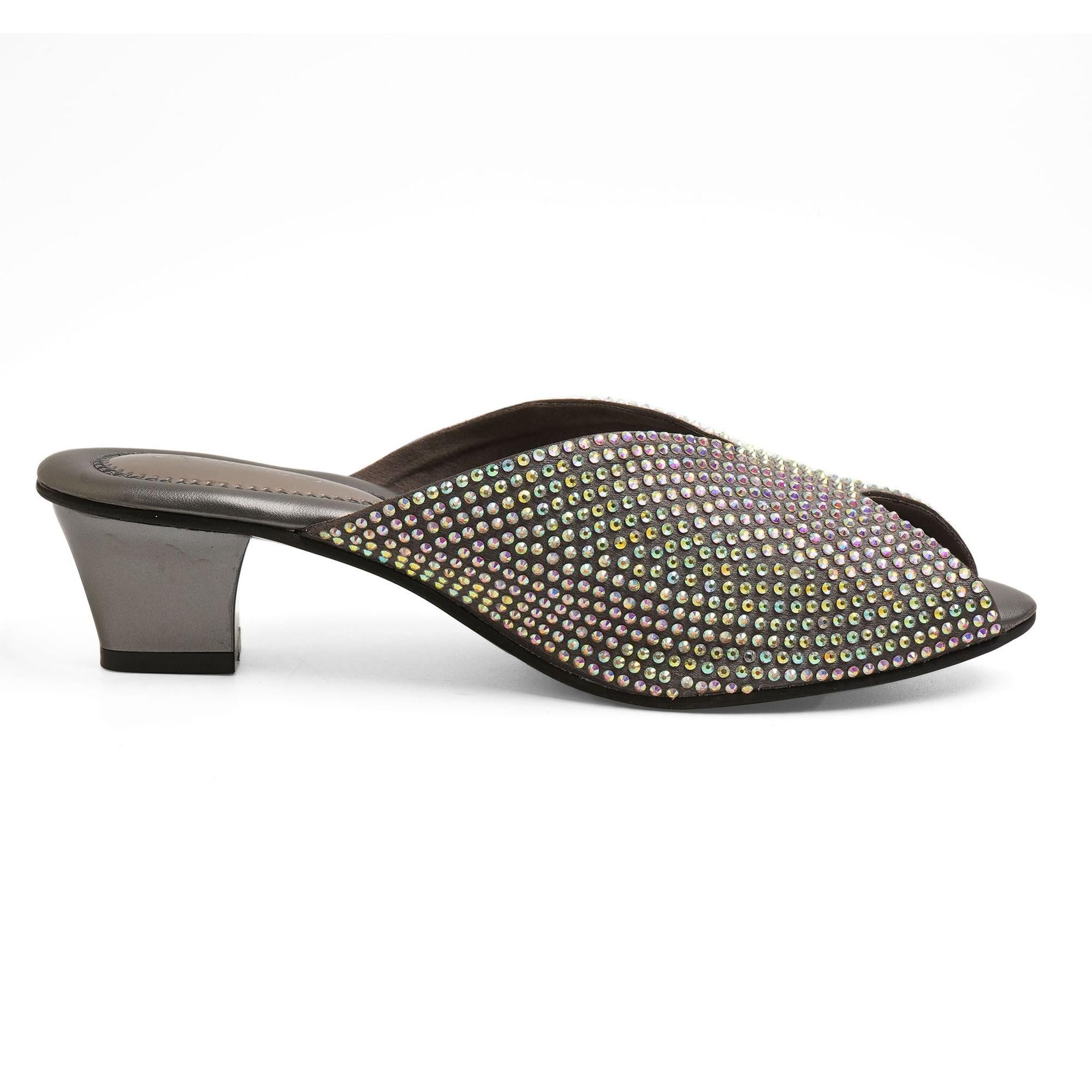 Crystalshine Charcoal Grey Block Sandals