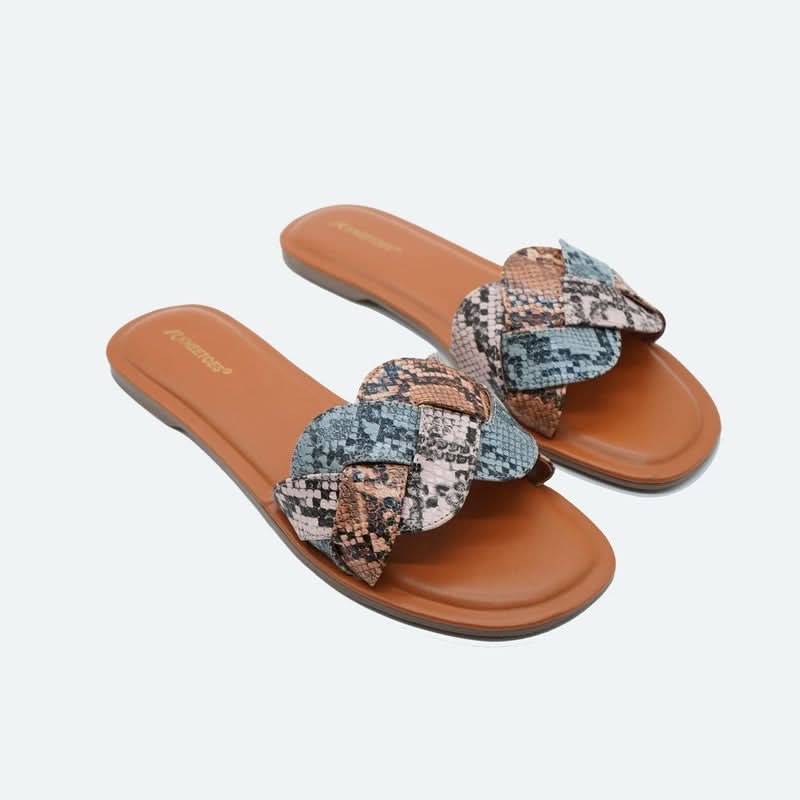 Cool Blue Snake Print Braided Slippers
