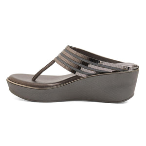 Sparkly Black Wedge T-Strap Sandals