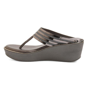 Sparkly Black Wedge T-Strap Sandals