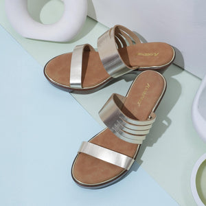 Sparkly Gold Multi-Strap Block Heel Sandals