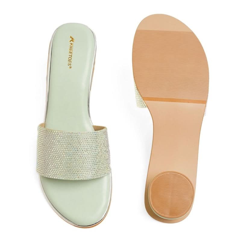 Mint Iridescent Cylindrical Heel Sandals