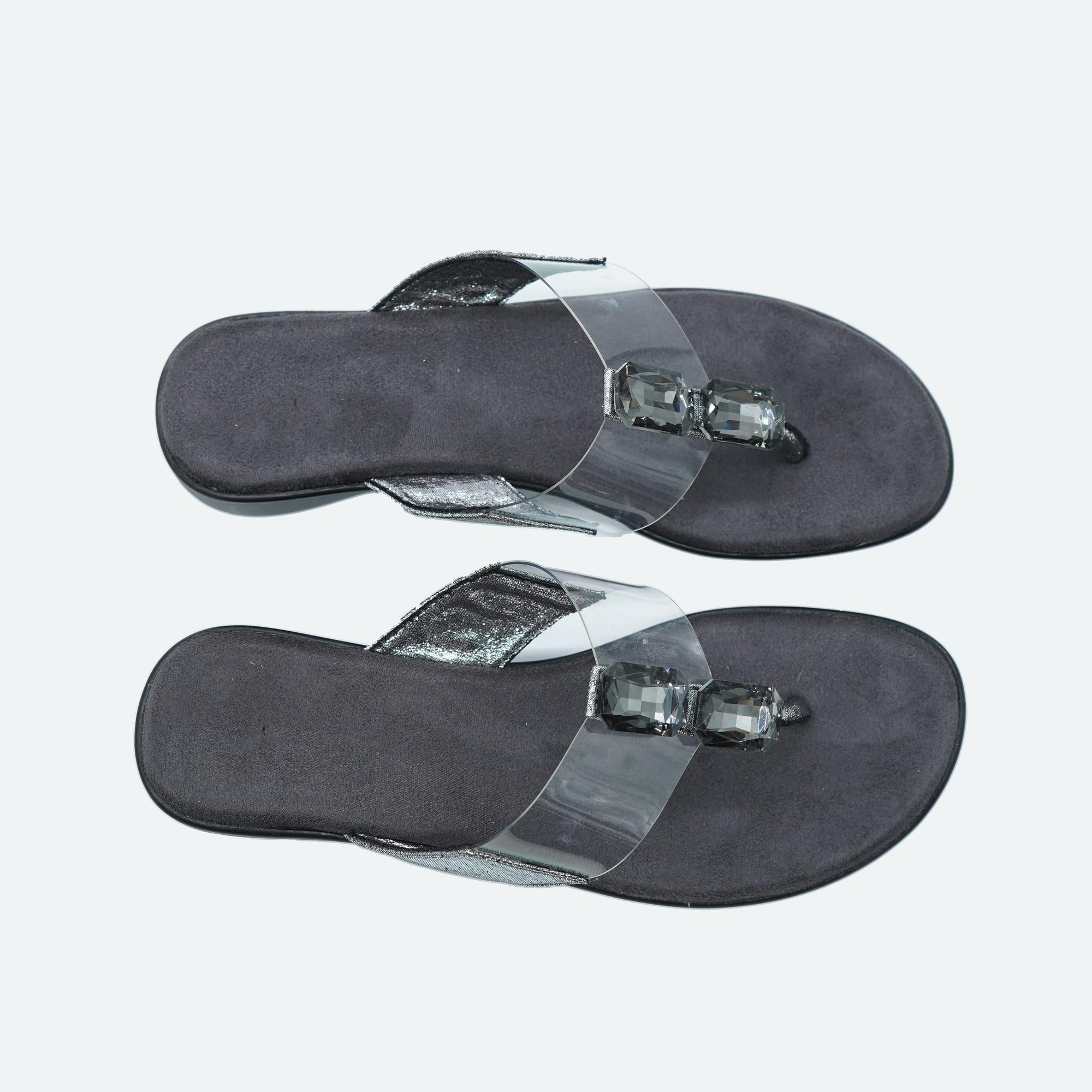 Gemglow Transparent Grey Thong Sandals