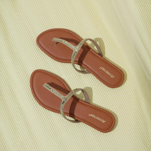 Twinkle Step Gold Embellished T-Strap Sandals