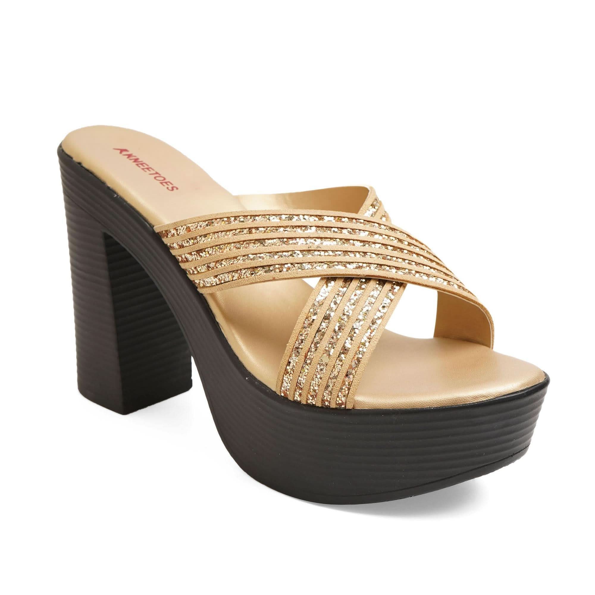 Dazzling Gold Criss-Cross Party High Heels
