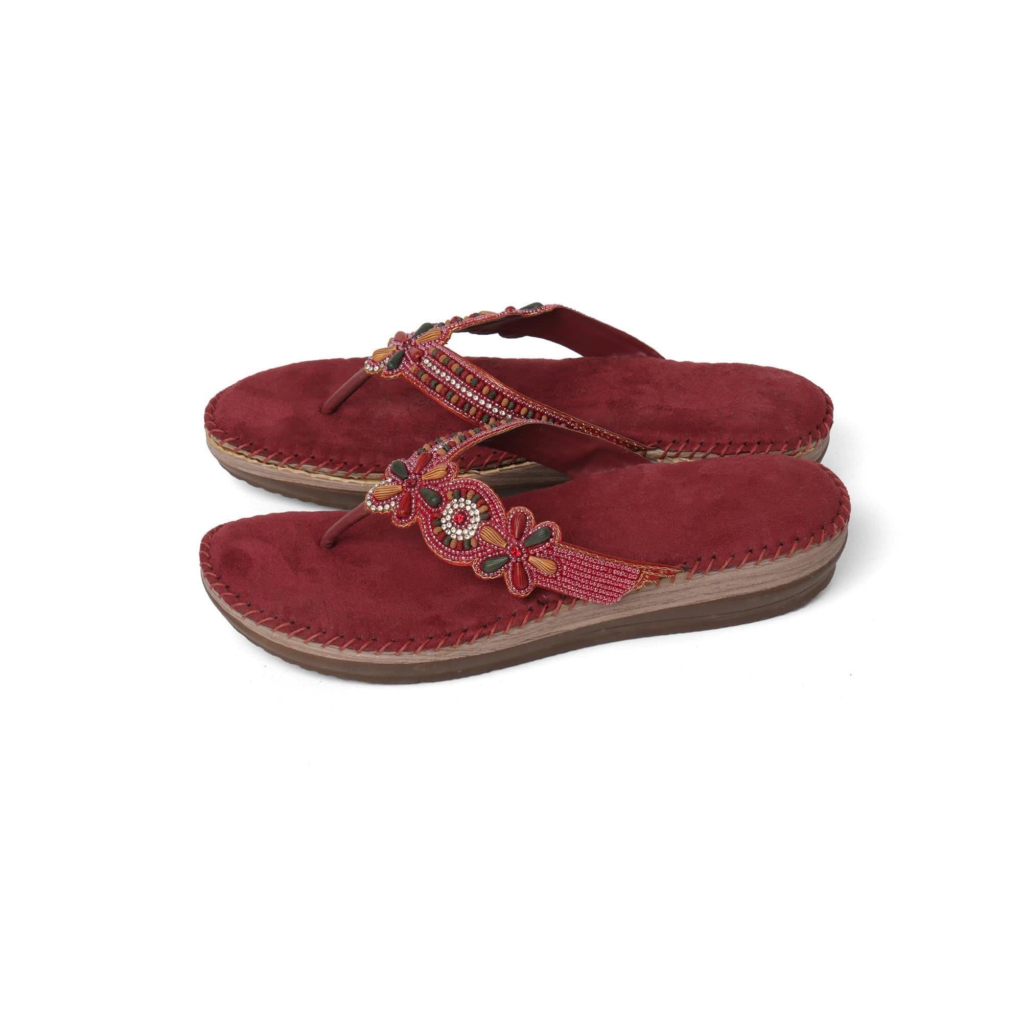 Bead Luxe Maroon Casual Sandals