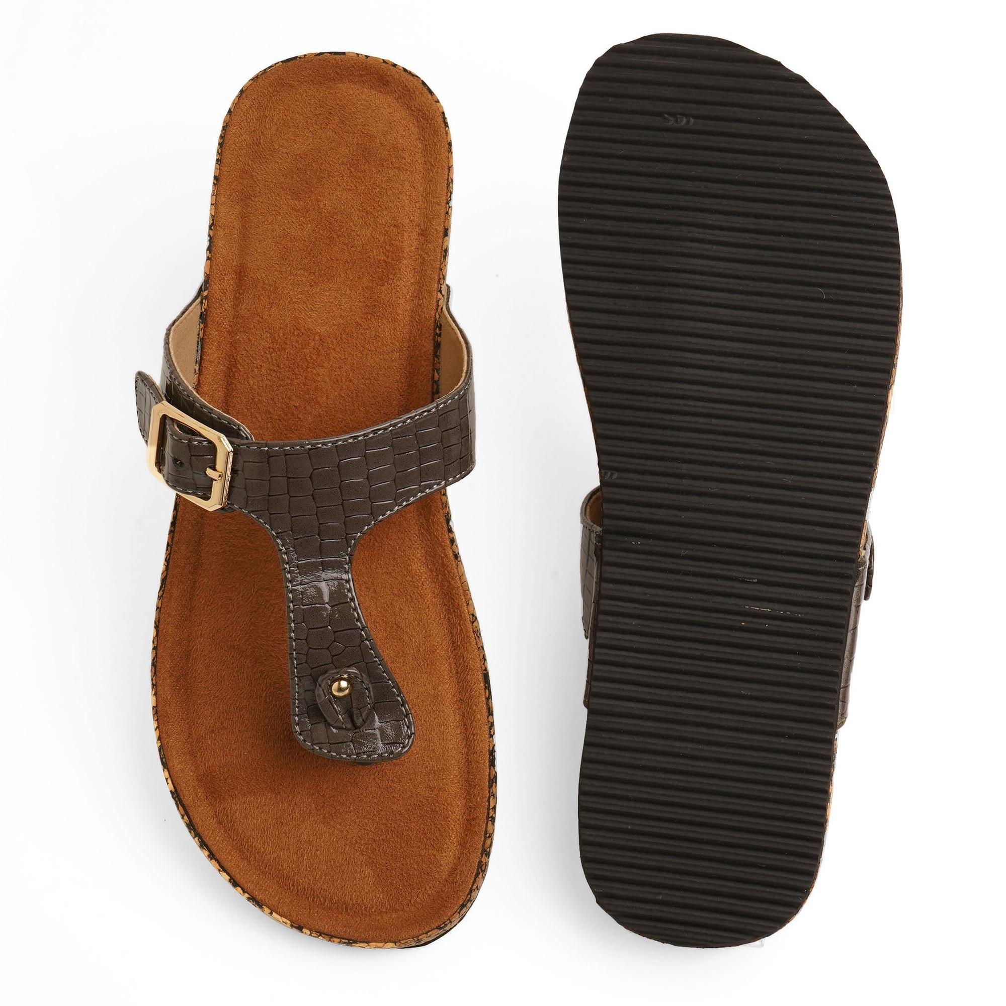 Classic Charm Dark-Brown Buckled Flats