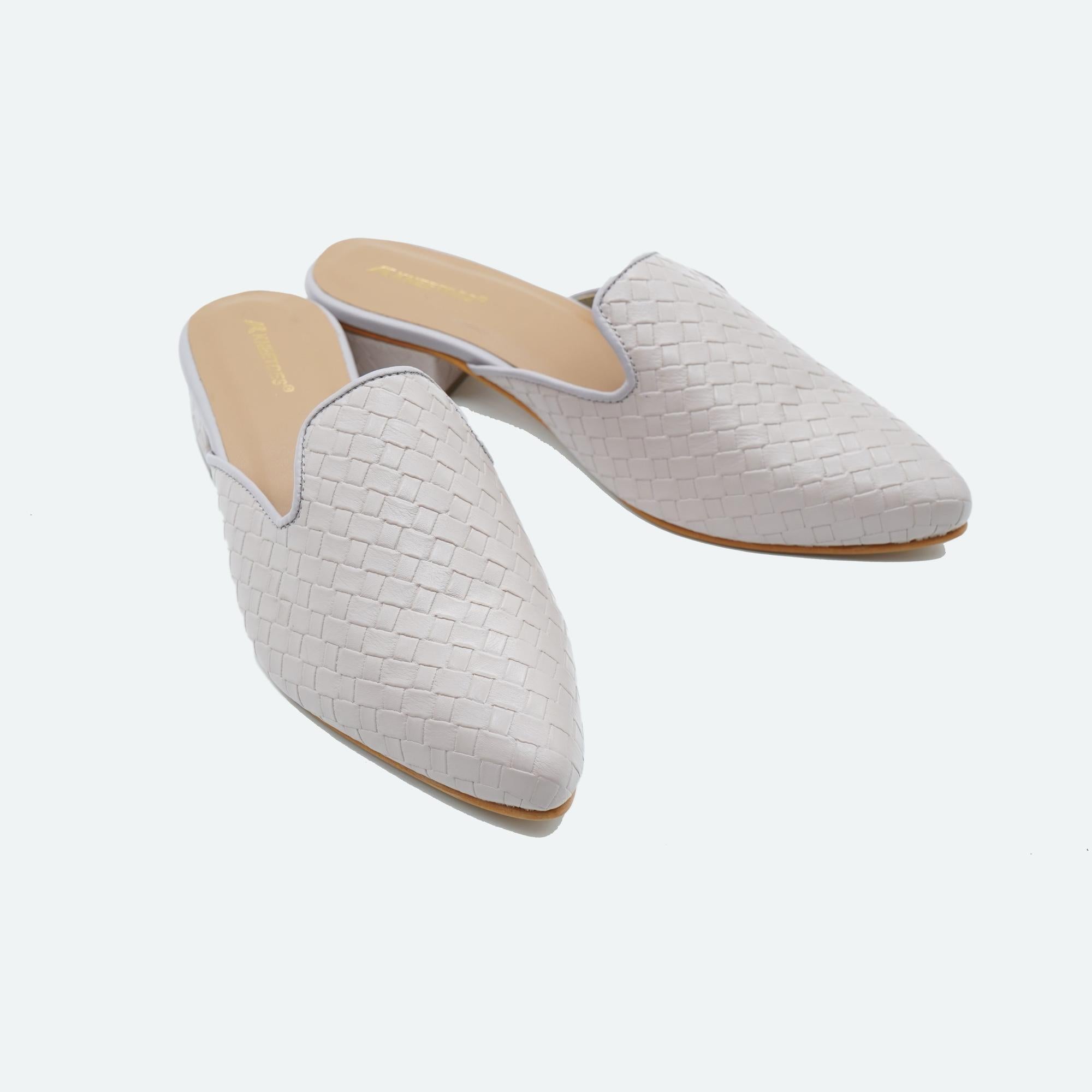 Matte Muse Light-Grey Textured Mules