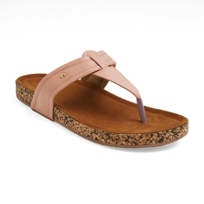 Soft Leather Blush Peach Casual Thong Sandals