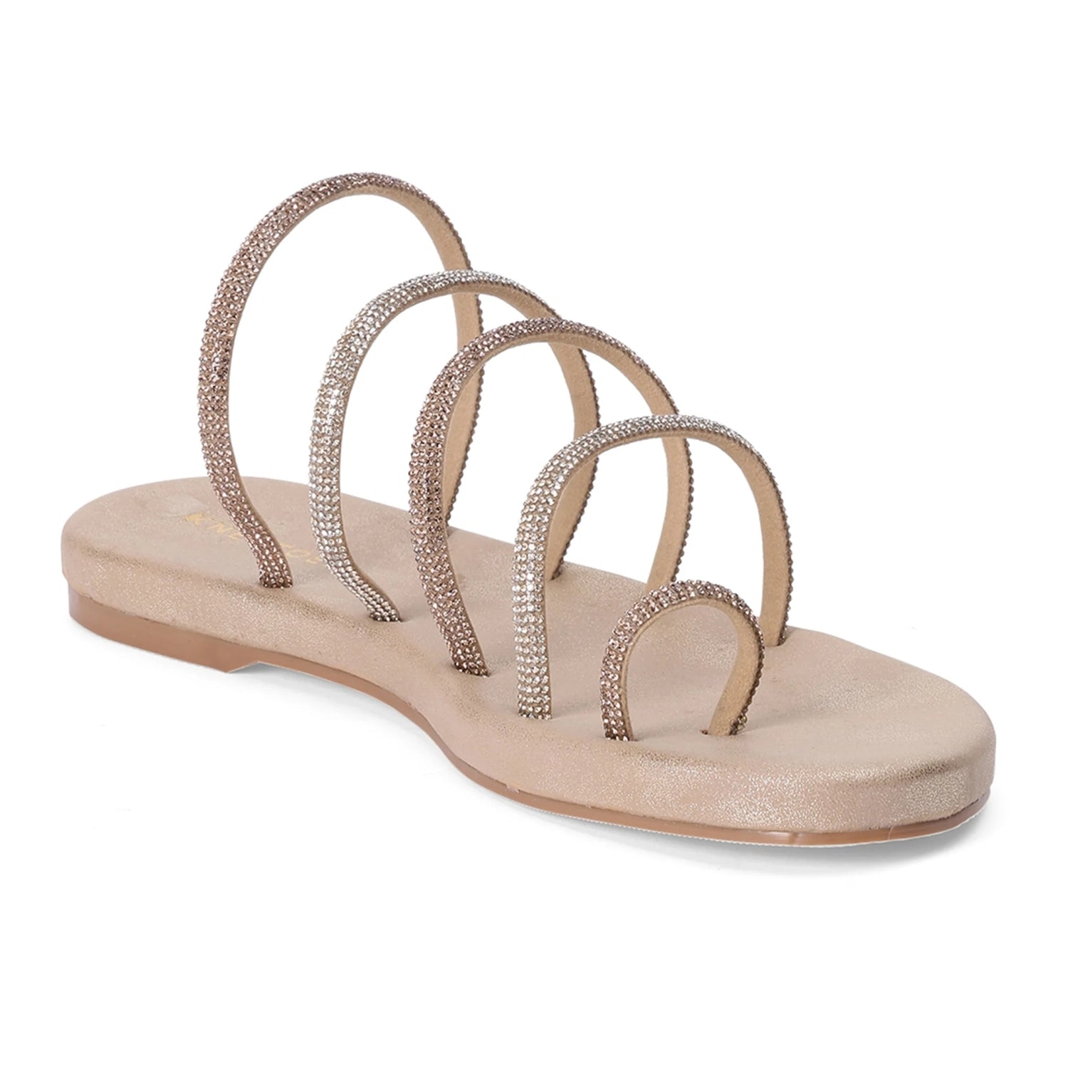 Embellished Beige Open-Toe Sandals