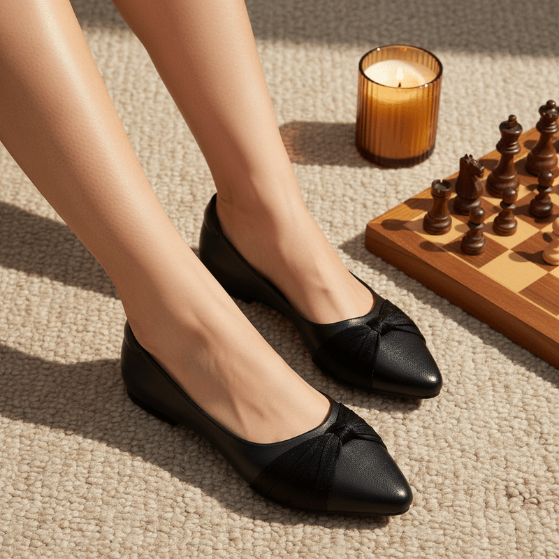 Black ballet flats with twisted knot lifestyle