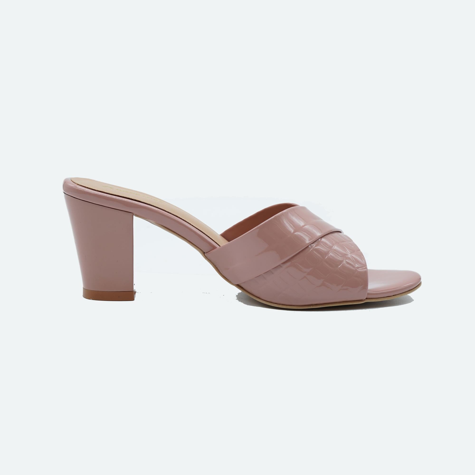 Soft Blush Textured Block Sandals