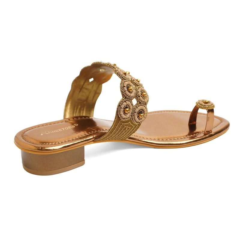 Bead Luxe Bronze Ethnic Sandals