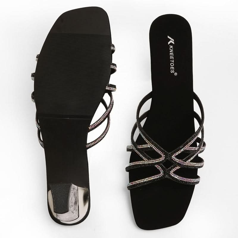 Sparkly Black Criss-Cross Party Sandals