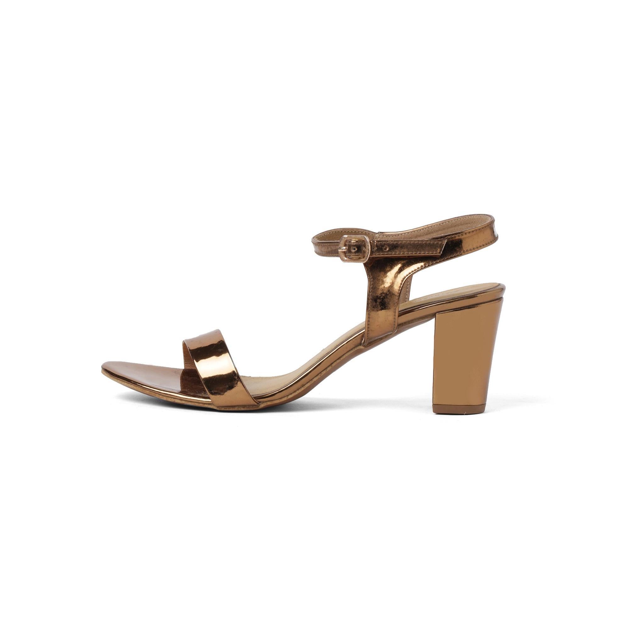 Gloss Pop Bronze Block Heel Sandals