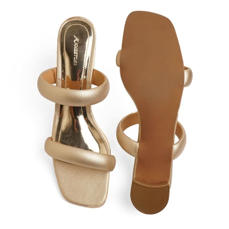 Luxe Shimmer Gold Block Heels