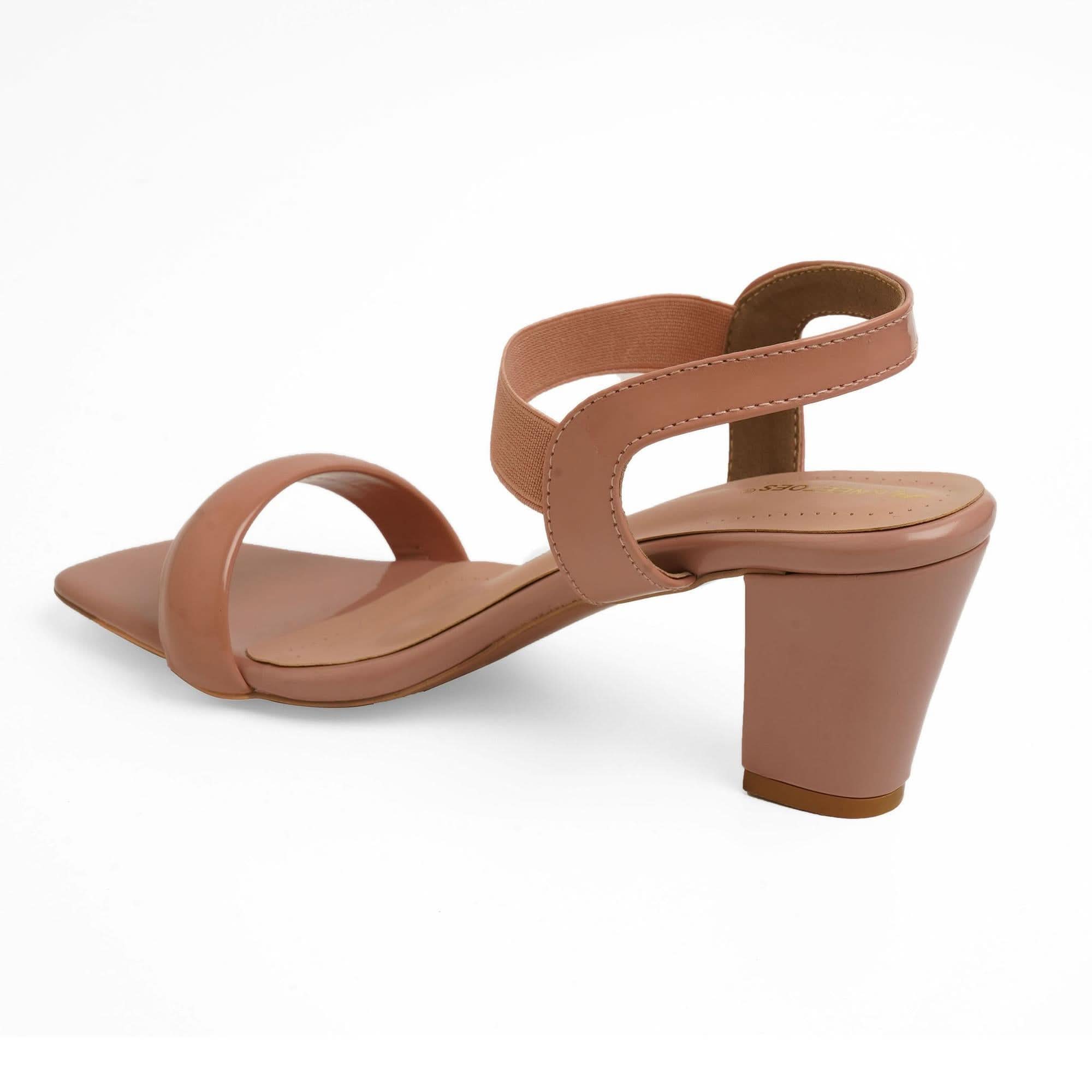 Subtle Pink Ankle-Strap Block Heels