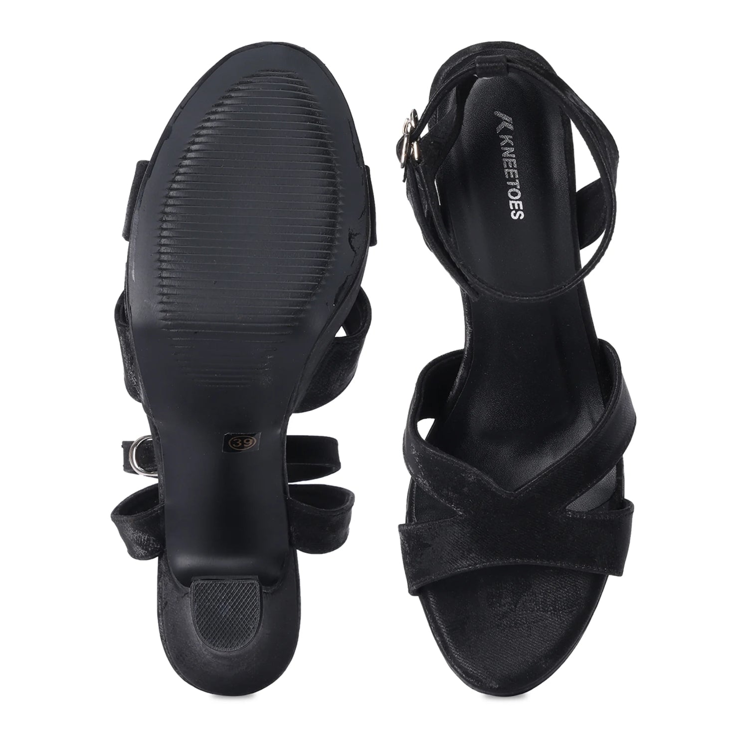 Stylish Black High Heel Open-Toe Sandals
