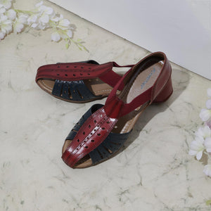 Two-tone Red Laser-cut Sandals