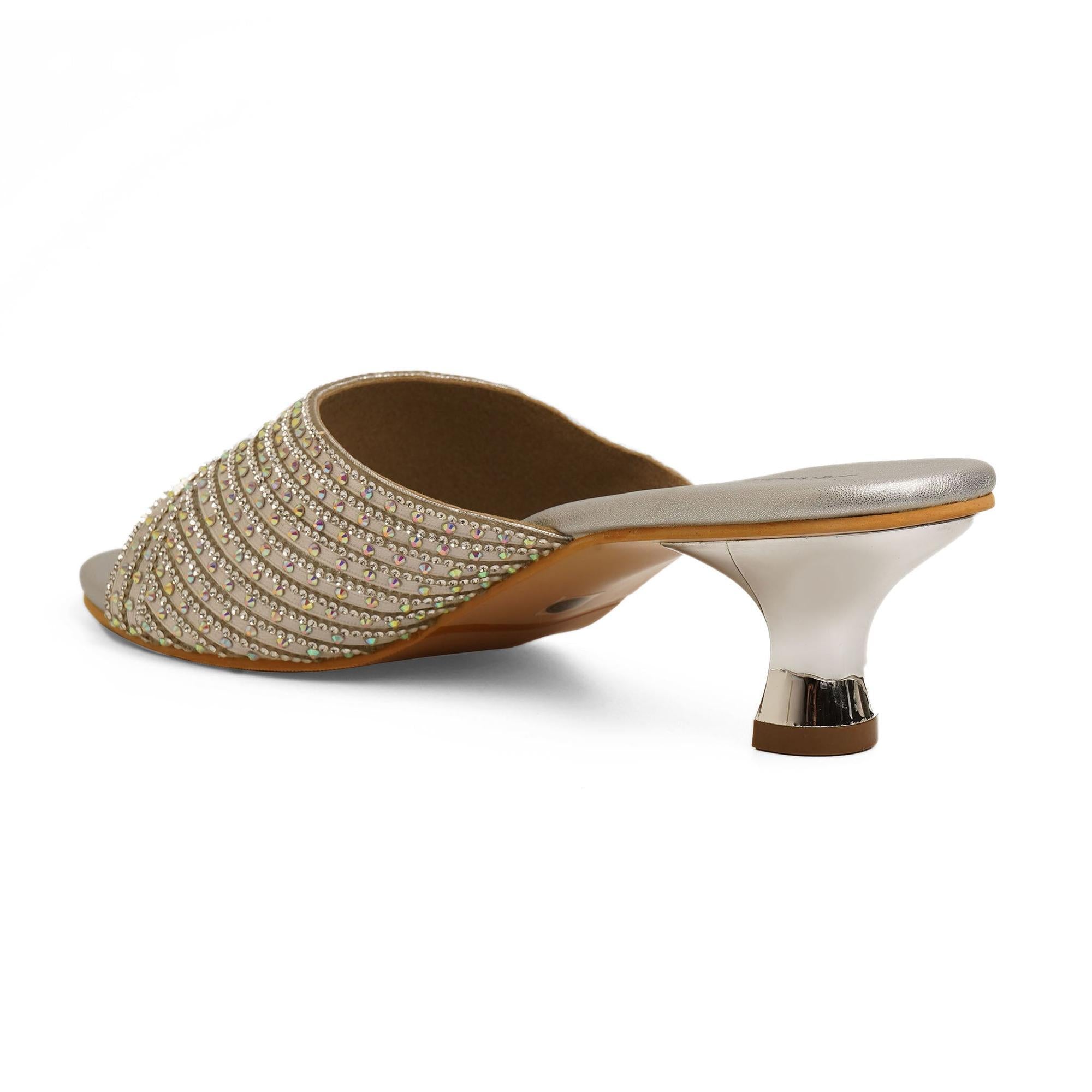 Dazzling Gold Kitten Heel Party Sandals