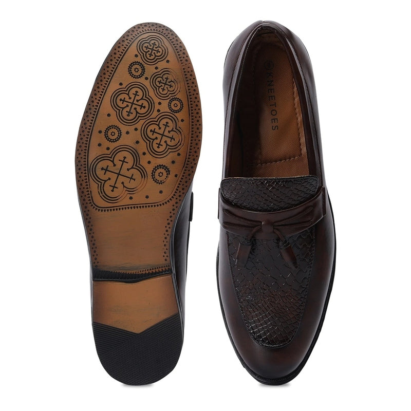 Luxe Textured Leather Loafers with Tassels